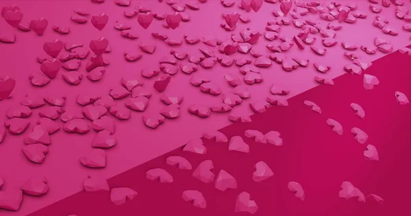 Романтические Милые Падающие Многоугольные Сердца День Святого Валентина Фон Свадебного — стоковое фото
