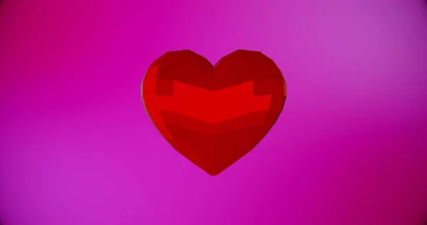 Sevgililer Günün Kutlu Olsun Kırmızı Çokgen Kalp Ile Sevgililer Günü — Stok fotoğraf