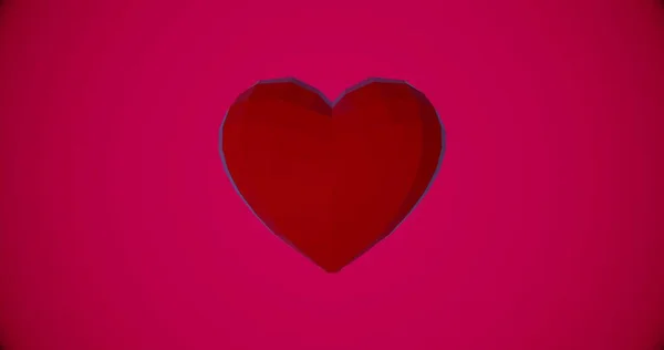 赤い多角形の心で幸せなバレンタインデーの背景バレンタインデーイベントのために ループアニメーション4K母の日 記念日 結婚式招待状電子カード3Dイラスト — ストック写真