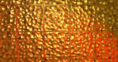 Soyut altın üç boyutlu geometrik desen. Olay için mozaik metalik arka plan. 3D animasyon döngüsü 4k