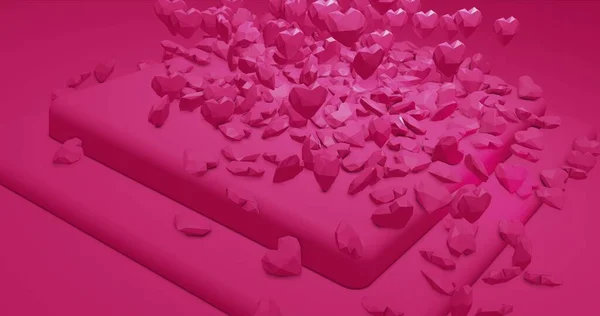 Romantisch Schattig Vallende Veelhoekige Harten Valentijnsdag Bruiloftsevenement Achtergrond Weergave Illustratie — Stockfoto