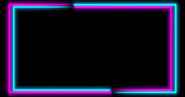 Neon achtergrond met LED frame schermen. Fluorescerend abstract blauw, paarse kleur. lussen animatie 4k. — Stockvideo