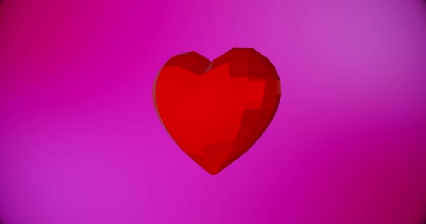Joyeux fond Saint-Valentin avec coeur polygonal rouge Pour l'événement Saint-Valentin. Animation en boucle 4k 