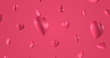 Karalama pembe kalpli romantik şablon. Sevgililer Günü için. Düğün davetiyesi e-kartı. 3B çevrilebilir canlandırma 4k.