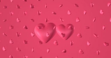 Karalama pembe kalpli romantik şablon. Sevgililer Günü için. Düğün davetiyesi e-kartı. 3B çevrilebilir canlandırma 4k.