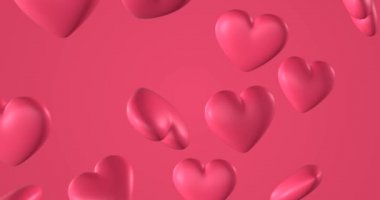 Karalama pembe kalpli romantik şablon. Sevgililer Günü için. Düğün davetiyesi e-kartı. 3B çevrilebilir canlandırma 4k.