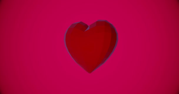 Happy Valentines Day Hintergrund mit roten polygonalen Herzen für Valentinstag Veranstaltung. Schleifenanimation 4k — Stockvideo