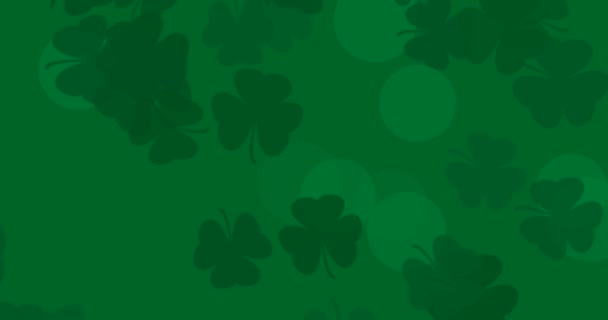 패트릭 데이 (Patrick Day) 의 뒷배경에는 회색 나뭇잎 무늬가 있습니다. 즐거운 술집 파티를 위해. 3d 렌더링 , loop 4k — 비디오