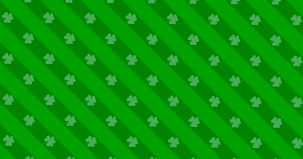 Patrick Day background with falling shamrock leaf pattern. For festive pub party. 3d render, loop 4k — Stock Video