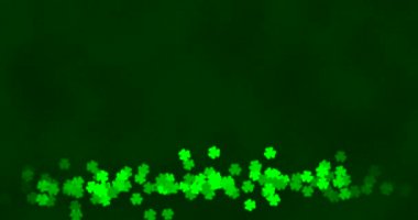 Yonca yaprağı desenli Patrick Day geçmişi. Şenlikli bar partisi için. 3D render, döngü 4k
