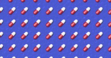 Haplı mavi arka plan. Parlak desenli arkaplan. Canlandırma 3D render, döngü 4k