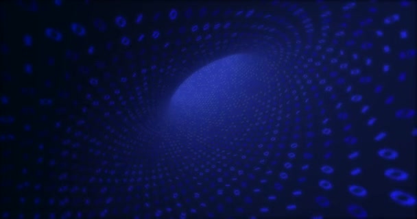 Бинарный туннель Neon Digital. Бесшовный цикл 4k фон для сети, большие данные, дата-центр, цифровые события . — стоковое видео