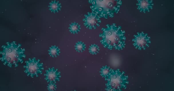 Koronavirové buňky. Animační skupina virů, které způsobují respirační infekce. Prostorová vykreslovací smyčka 4k — Stock video