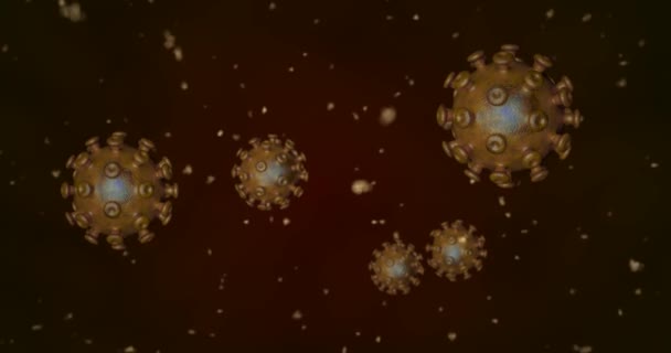 Coronavirus cells. Animation group of viruses that cause respiratory infections. 3D rendering loop 4k — Stock Video