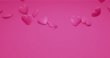 Pembe şirin çokgen kalpler. Sevgililer Günü. olay arkaplanı. 3B canlandırma 4k