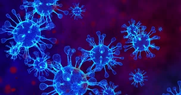 Coronavirus hücreleri COVID-19 bulaşıcı hastalıklar. Hastalığın hızlı yayılması. Yüksek konsantrasyonda koronavirüs. 3B görüntüleme döngüsü 4k — Stok video