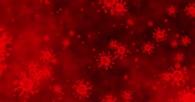 Coronavirus hücreleri COVID-19 bulaşıcı hastalıklar. Hastalığın hızlı yayılması. Yüksek konsantrasyonda koronavirüs. 3B görüntüleme döngüsü 4k