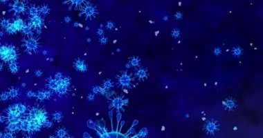 Coronavirus hücreleri COVID-19 bulaşıcı hastalıklar. Hastalığın hızlı yayılması. Yüksek konsantrasyonda koronavirüs. 3B görüntüleme döngüsü 4k