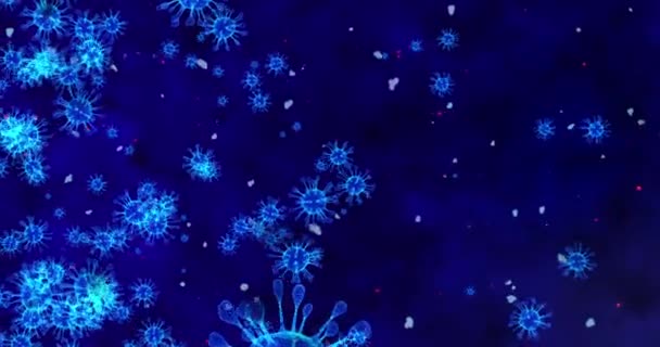 코로나 바이러스 세포. 호흡 감염을 일으키는 바이러스의 애니메이션 그룹. 3D 렌더링 루프 4k — 비디오