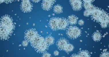 Coronavirus hücreleri. Solunum enfeksiyonlarına neden olan bir grup virüs. 3B görüntüleme döngüsü 4k