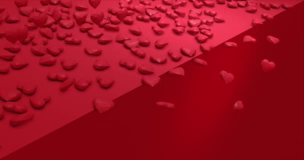 Romantico carino rosso cadendo cuori poligonali. San Valentino. sfondo evento. Animazione rendering 3D 4k — Video Stock