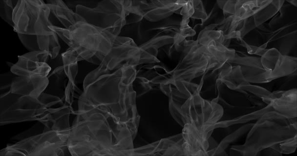 Fumo branco flutuante no fundo preto. Nevoeiro de fumaça de gelo seco Nuvens de fumaça abstratas. Cenário Haze. Loop 4k — Vídeo de Stock