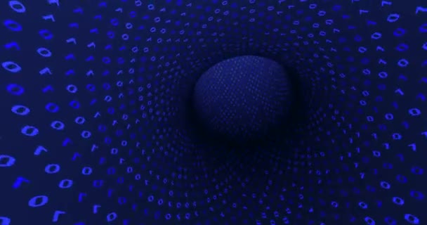 Neon Digital binary tunnel. Seamless loop 4k background for network, big data, data center, digital event. — Stock Video