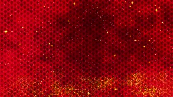 Kızıl Çin Yeni Yıl arkaplanı, altın yıldızlı ve ejderha desenli. 3D çevrilebilir animasyon 4k. Sihirli Mutlu yıllar animasyonu. — Stok video