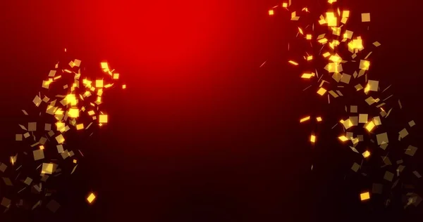 Confete Dourado Com Máscara Alfa Fundo Ano Novo Vermelho Explosão — Fotografia de Stock