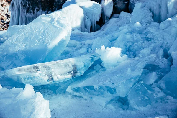 Espectacular Paisaje Invernal Hielo Invierno Largo Orilla — Foto de Stock