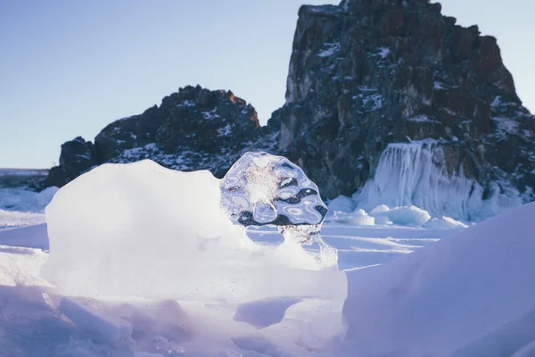 Espetacular Paisagem Inverno Gelo Inverno Longo Costa — Fotografia de Stock