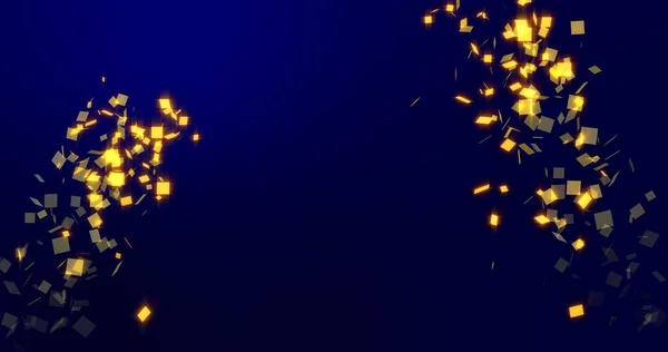 Gouden Confetti Met Alpha Masker Blauwe Nieuwjaarsachtergrond Popperexplosie — Stockfoto