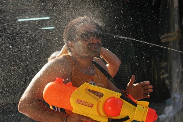 Bangkok Thailand April Water Fight Songkran Festival Thai New Year — Stock Photo, Image