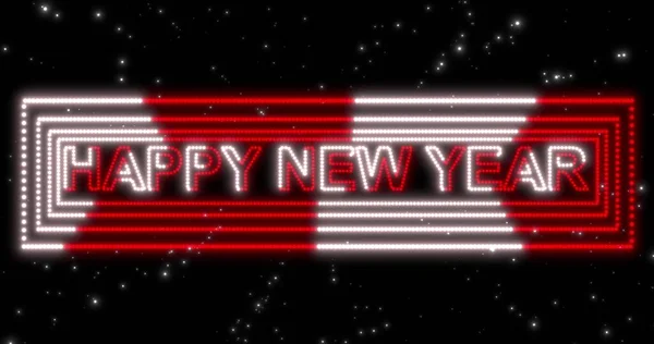 Feliz Ano Novo 2020 Vermelho Branco Neon Sinal Fundo Com — Fotografia de Stock