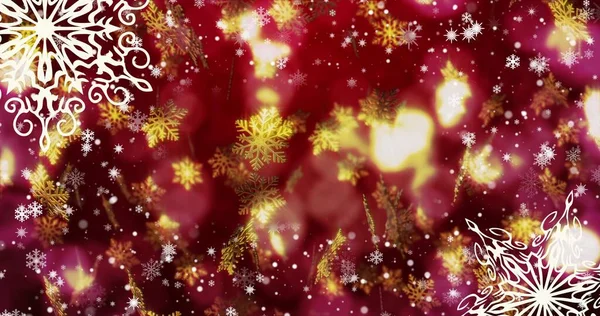 New Year Red Seamless Loopable Background Golden Snowflakes Loop — Stock Photo, Image