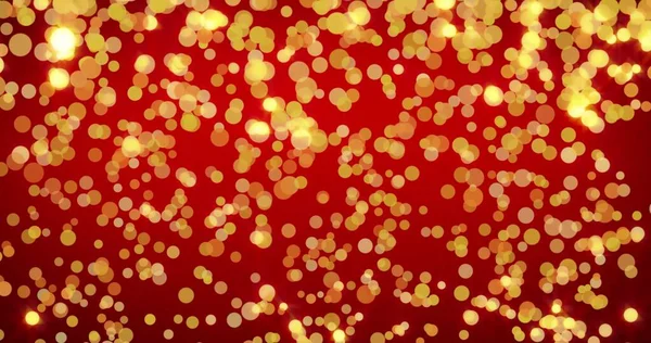 焦点を絞った金と赤のボケの背景の流れ点の環状アニメーション 抽象Cgi画像4K ループ 中国の旧正月 — ストック写真