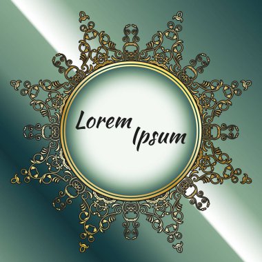 Mandala, vintage turkuaz mavi arka plan ile eski kağıt doku ve yuvarlak dantel şeffaf süs çerçeve üzerine. Vektör Eps 10