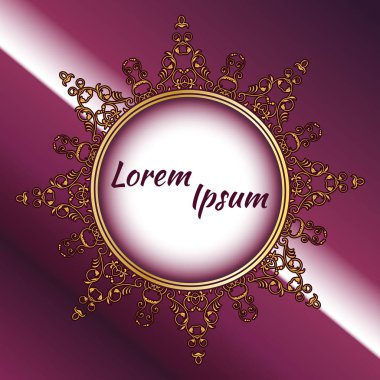 Mandala, vintage eski kağıt doku ve yuvarlak dantel şeffaf dekoratif çerçeve üzerine kırmızı bordo arka plan. Vektör Eps 10