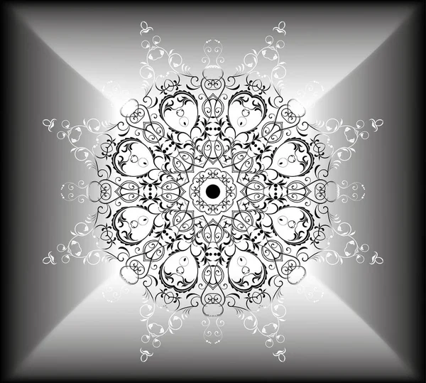 Mandala blommönster med blommor och hjärtan. Målarbilder för vuxna och äldre barn, vit och svart. Seamless mönster. Doodle spets mandala prydnad. Vektorillustration. — Stock vektor