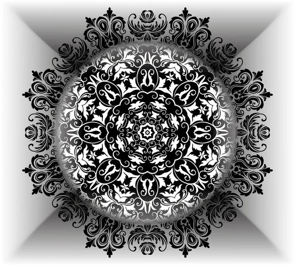 Patrón floral de Mandala con flores y corazones. Páginas para colorear para adultos y niños mayores, blancas y negras. Patrón sin costuras. Adorno de mandala de encaje Doodle. Ilustración vectorial . — Vector de stock