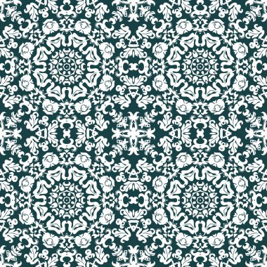 Mandala sorunsuz çiçek desenli çiçek ve yaprakları ile. Boyama, beyaz ve siyah. Seamless modeli. Dantel mandala doodle. Vektör çizim.