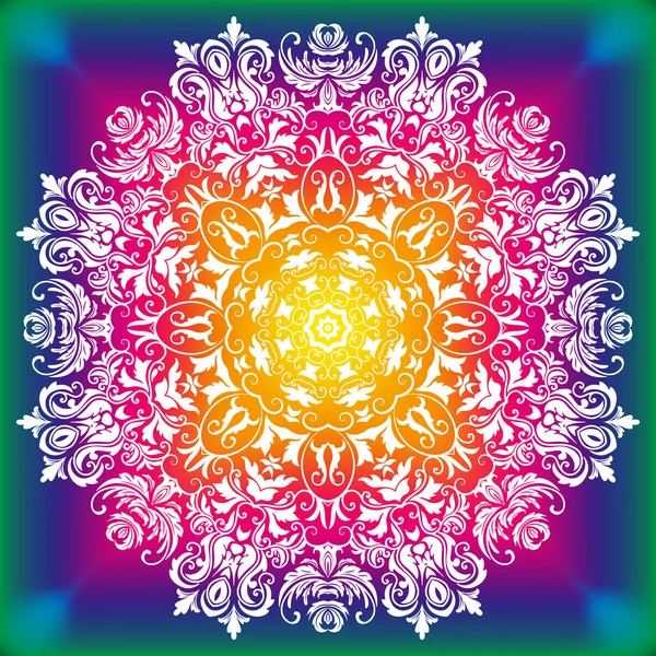 Wunderschönes Regenbogen Mandala Spitze Mandala Vektor Hintergrund Weiß Ethnische Runde — Stockvektor