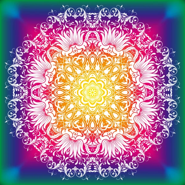 Wunderschönes Regenbogen Mandala Spitze Mandala Vektor Hintergrund Weiß Ethnische Runde — Stockvektor