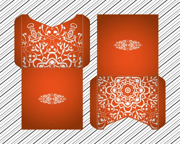 Vector Wedding Invitation Laser Cut Patterns Mandala Envelope Design Ethnic — Stock Vector