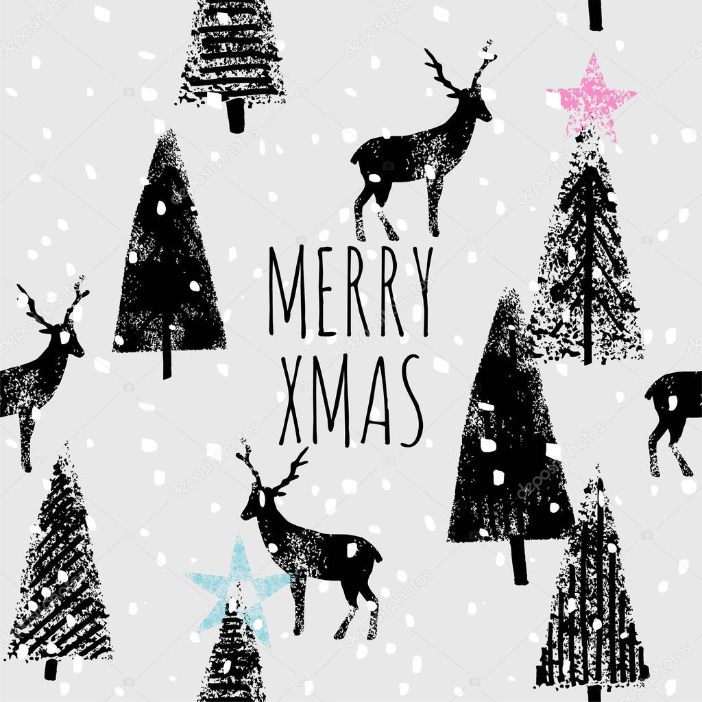 メリー クリスマス手書きトレンディな印刷 \u2014 ストックベクター