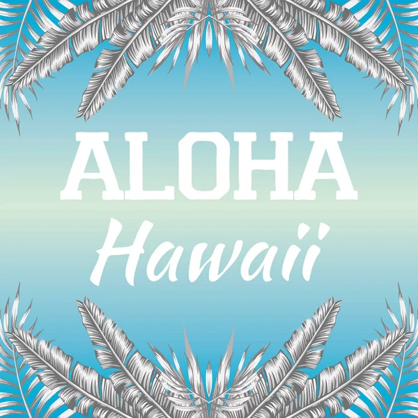 sloganı Aloha Hawaii mavi arka plan