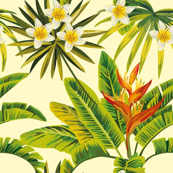 Blumen und Pflanzen auf gelbem Hintergrund — Stockvektor