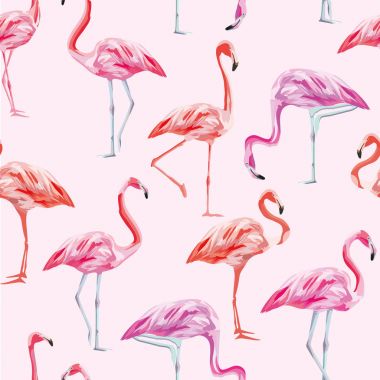 Flamingo seamless modeli pembe arka plan