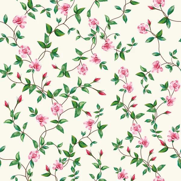 シームレスなベクトル パターン、花バラ支店の壁紙 — ストックベクタ