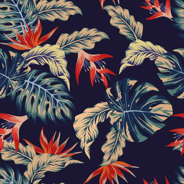 Jungle de nuit motif sans couture — Image vectorielle